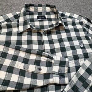 Marmot Men's XL Flannel Plaid Long Sleeve Button Up Shirt Forest Green Cream